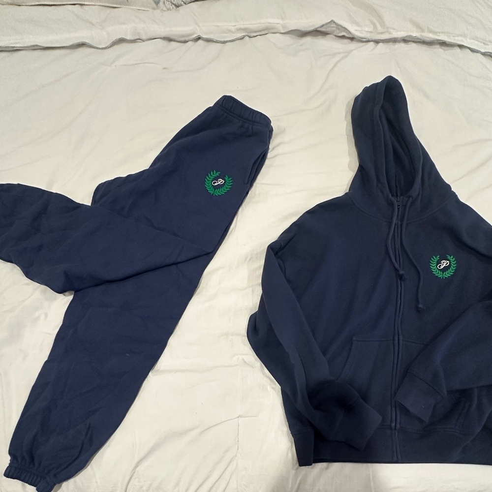 PINK Victoria's Secret Navy Hoodie and Sweatpants Set